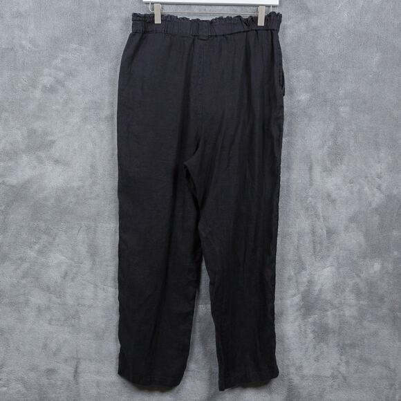 C & C CALIFORNIA 100% Linen Relaxed Fit Pants Elastic Waist Black Sz L - Picture 5 of 7